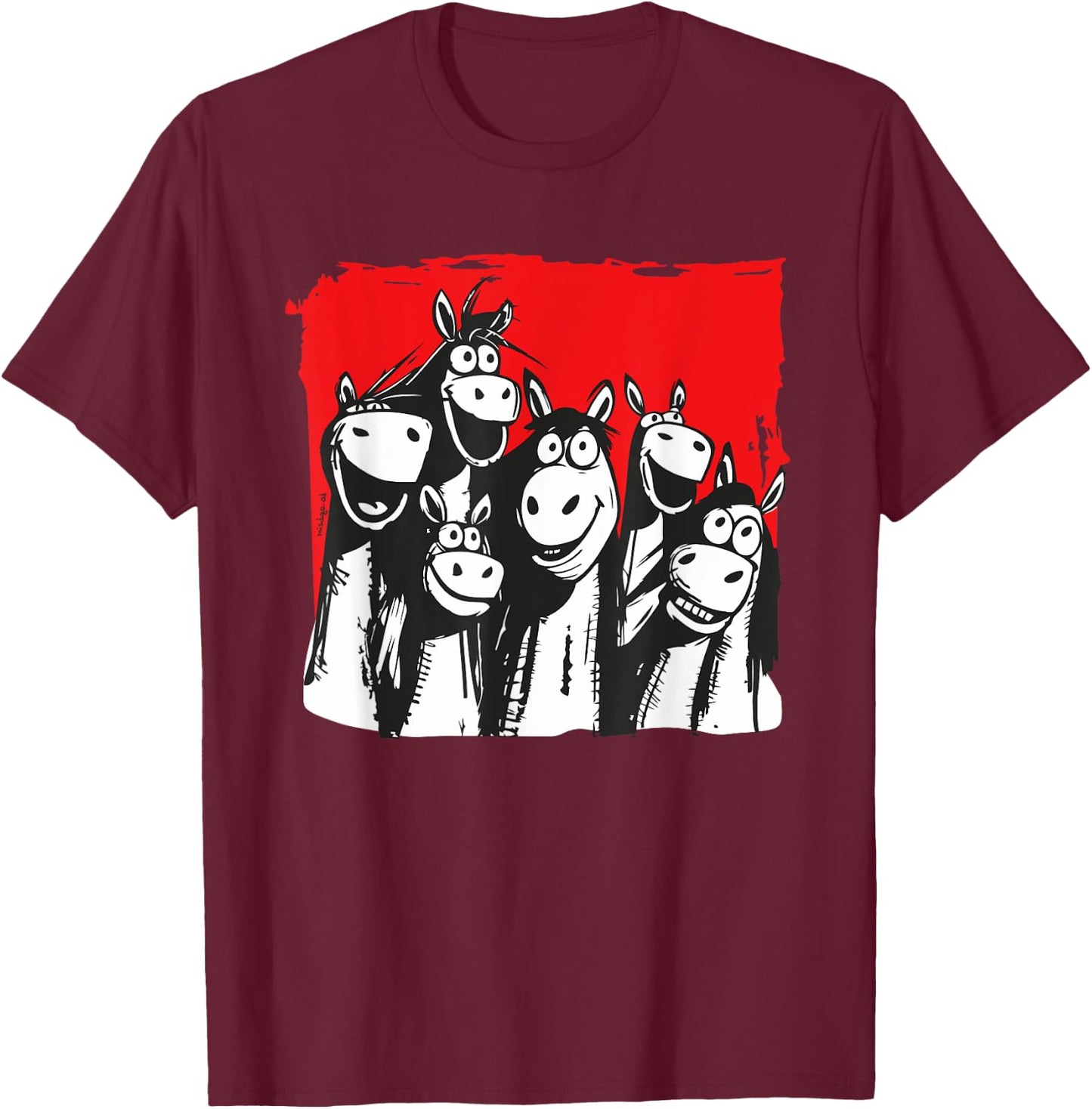 Funny Horses Cartoon Horselove T-Shirt - T-Shirt | Maroon