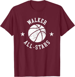 Walker Vintage All-Stars Retro 80s Basketball T-Shirt - T-Shirt | Maroon