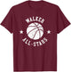 Walker Vintage All-Stars Retro 80s Basketball T-Shirt - T-Shirt | Maroon