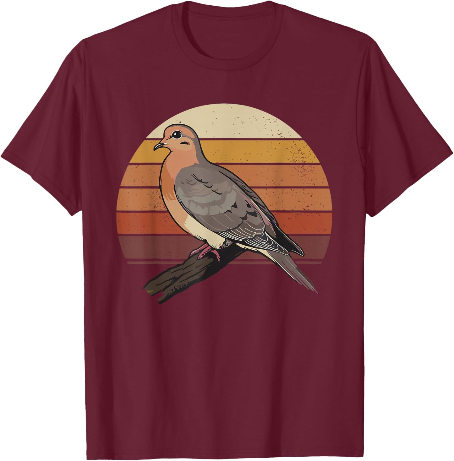 Mourning Dove Bird Lover Vintage Retro Sunset Bird Watching T-Shirt - T-Shirt | Maroon