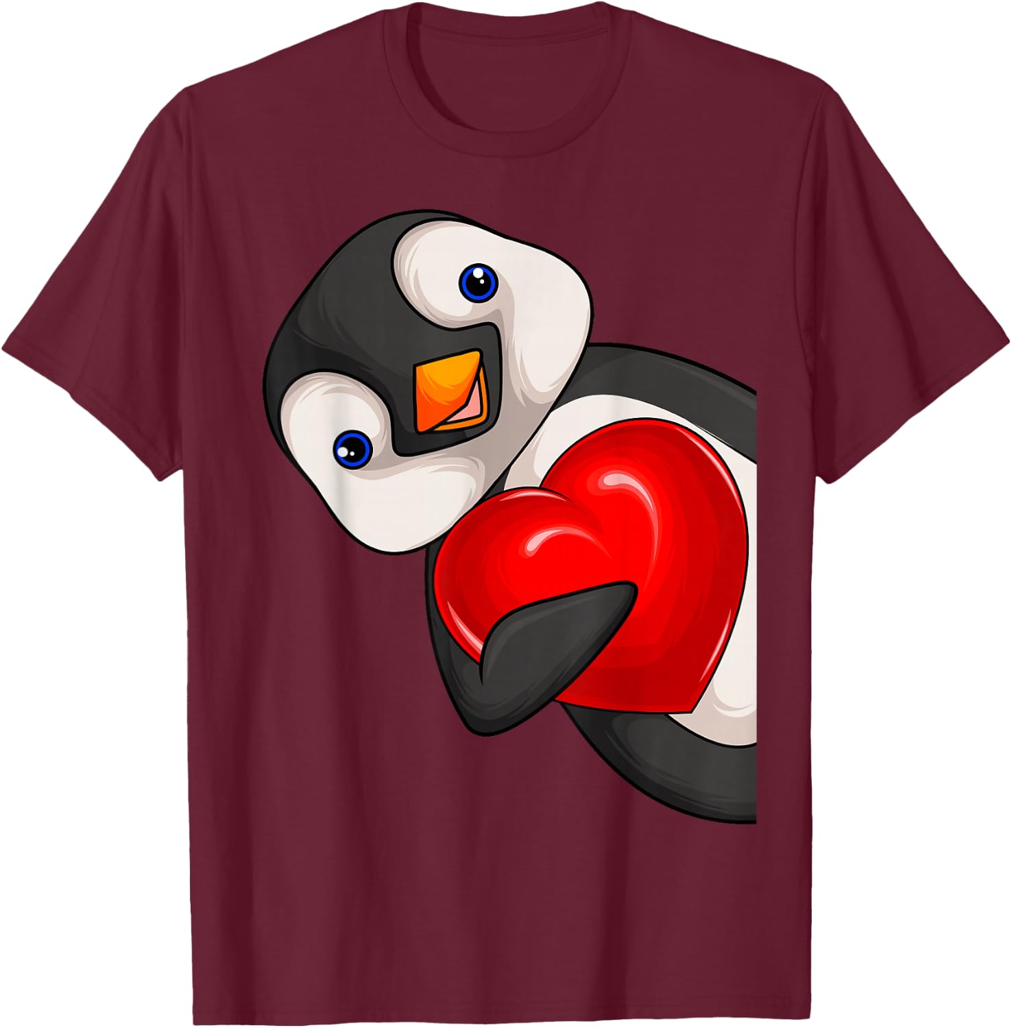 Penguin Girls Women Children Penguin T-Shirt - T-Shirt | Maroon