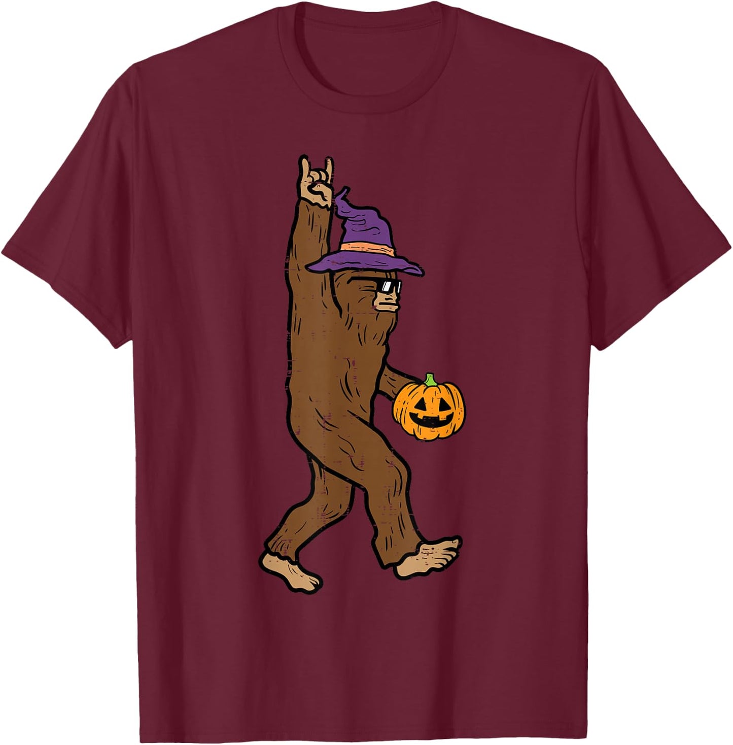 Halloween Bigfoot Rock Sasquatch Rocker Costume Men Boys Kid T-Shirt - T-Shirt | Maroon