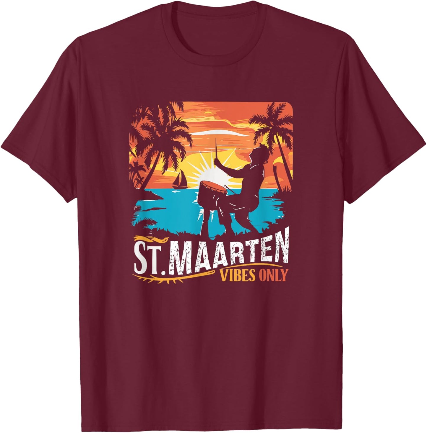 Retro St. Maarten Vibes Only St. Maarten 70s vintage T-Shirt - T-Shirt | Maroon