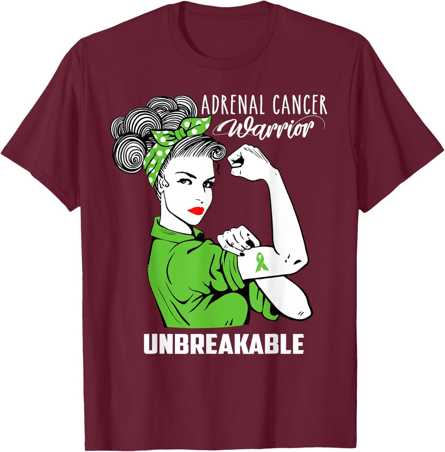 Adrenal Cancer Warrior Unbreakable Shirt Awareness Gift T-Shirt - T-Shirt | Maroon