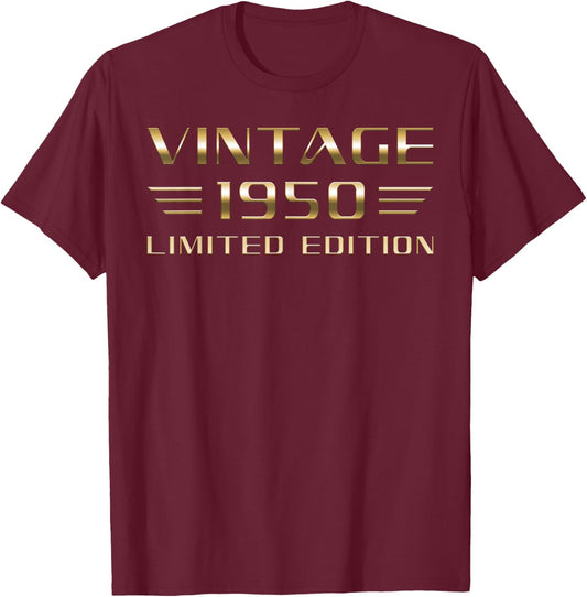 Vintage 1950 Limited Edition Classic Car 76th Birthday T-Shirt - T-Shirt | Maroon