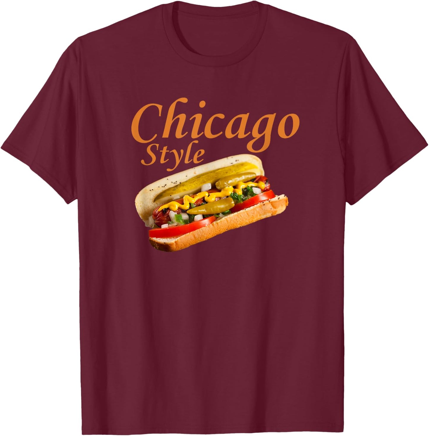 Chicago Style Hot Dog Relish HotDog Men Women Girls Kids T-Shirt - T-Shirt | Maroon