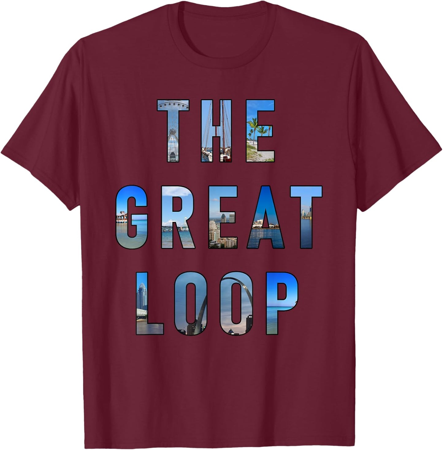 The Great Loop Looper Boating Travel Lifestyle T-Shirt - T-Shirt | Maroon