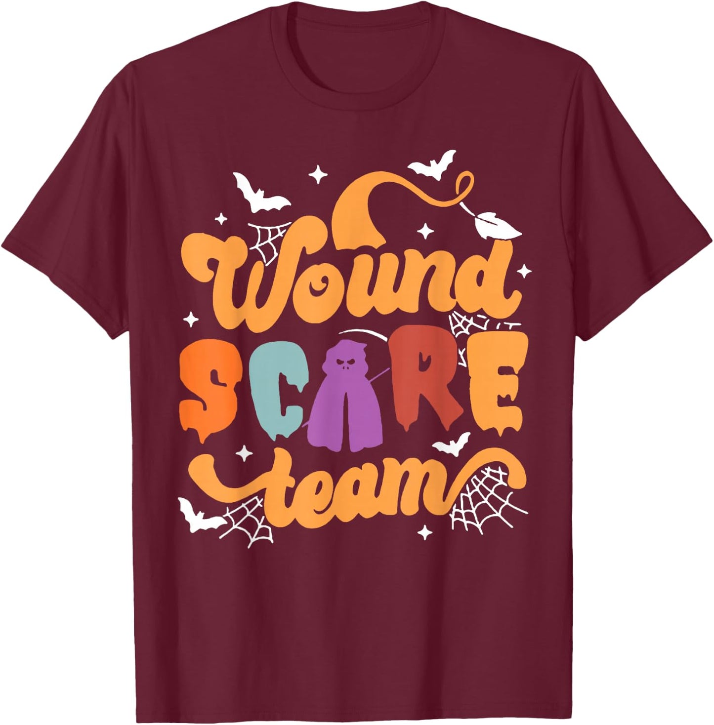 Wound Care Team Halloween Team Crew Nurse Practitioner T-Shirt - T-Shirt | Maroon