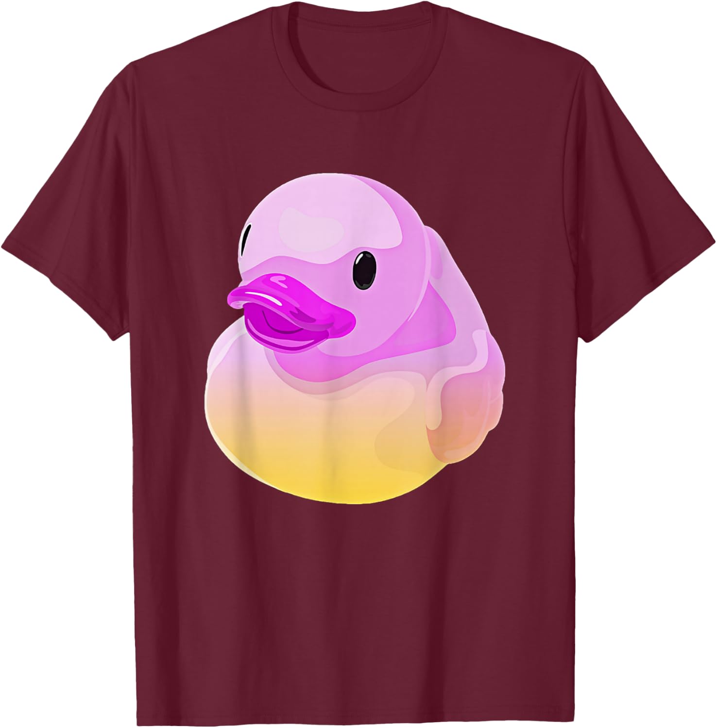 Cute Pink Duckling - Rubber Ducky - Bath Tub Duck Design T-Shirt - T-Shirt | Maroon