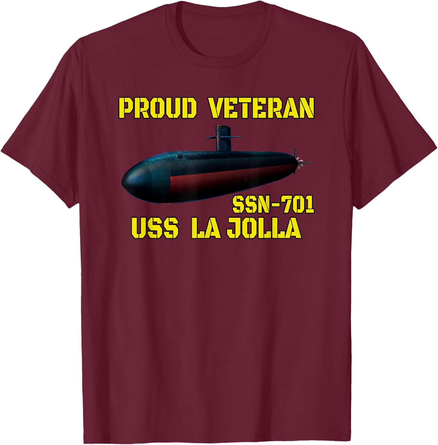 USS La Jolla SSN-701 Submarine Veterans Day Father Grandpa T-Shirt - T-Shirt | Maroon