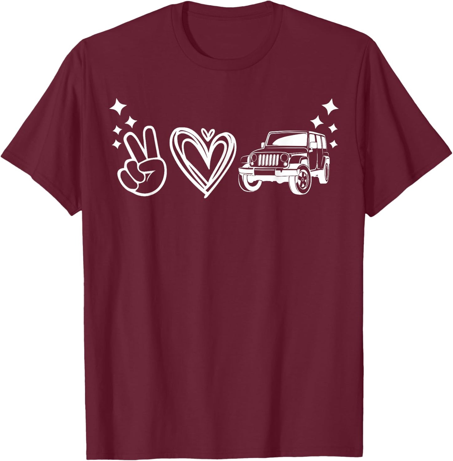 Peace Love Offroad , Nature Lover 4WD Off-Roading T-Shirt - T-Shirt | Maroon