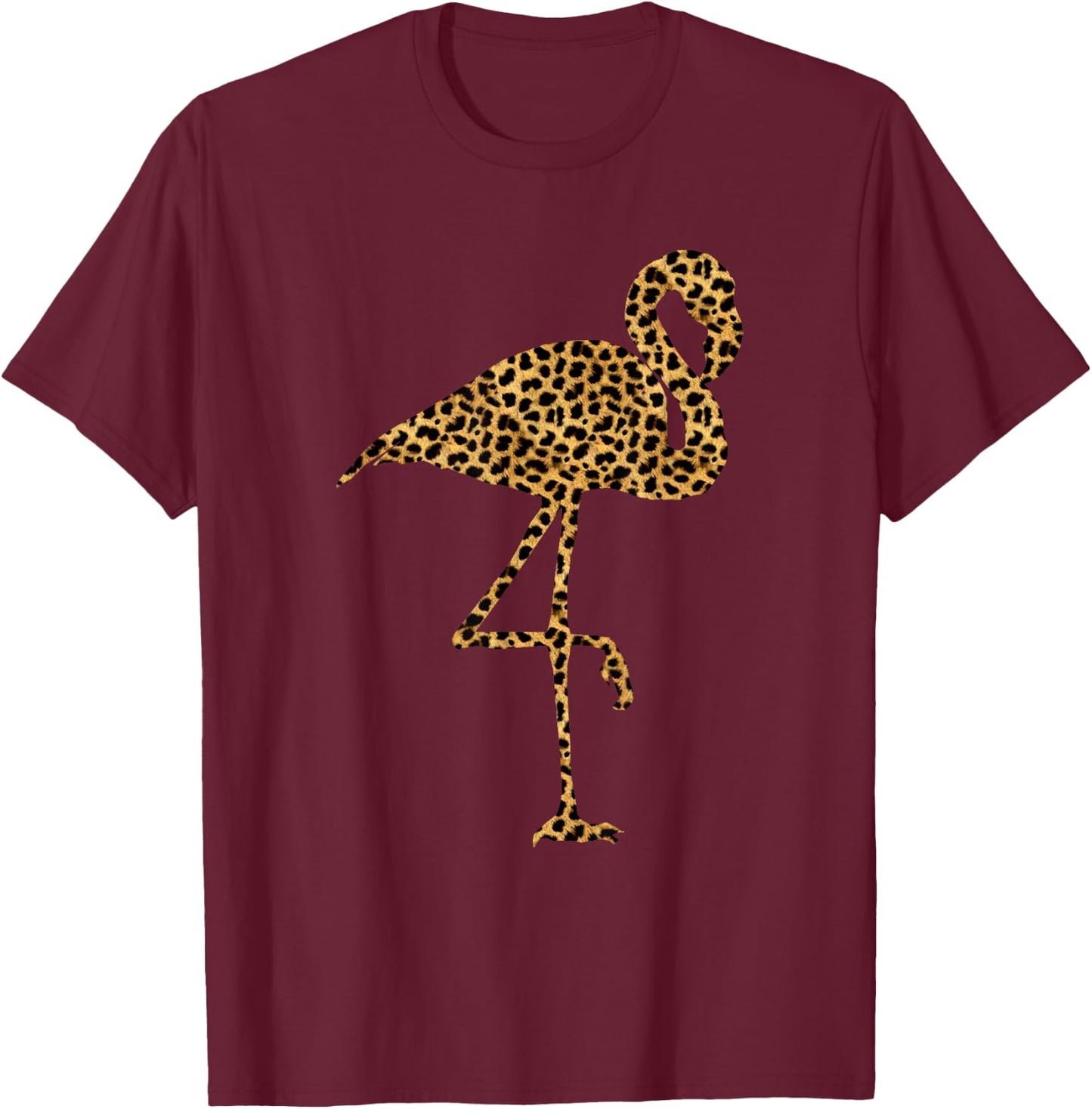 Flamingo Leopard Print Bird Wading Animal Lover Women Gift T-Shirt - T-Shirt | Maroon