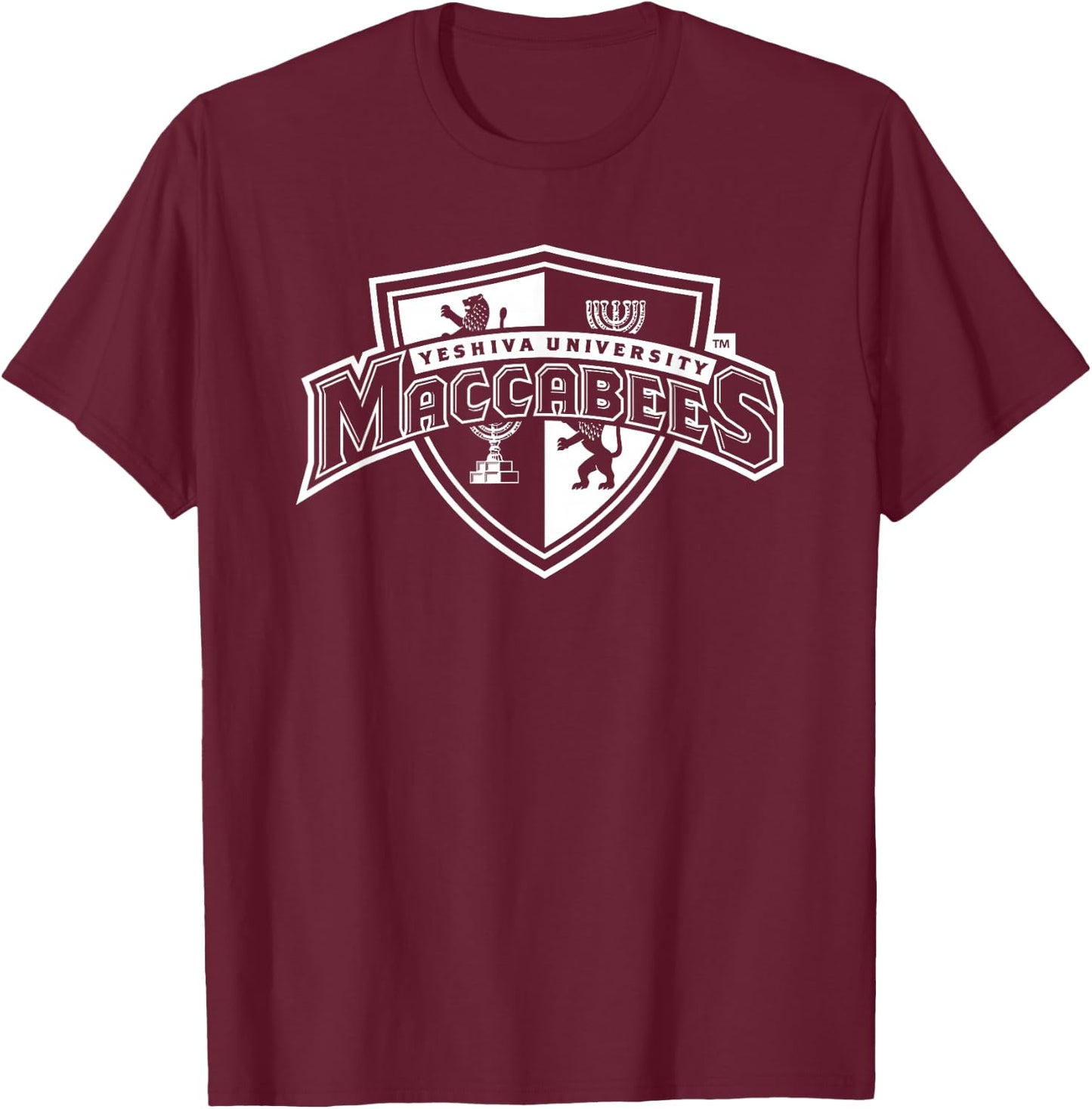 Yeshiva University Maccabee Shield Logo T-Shirt - T-Shirt | Maroon