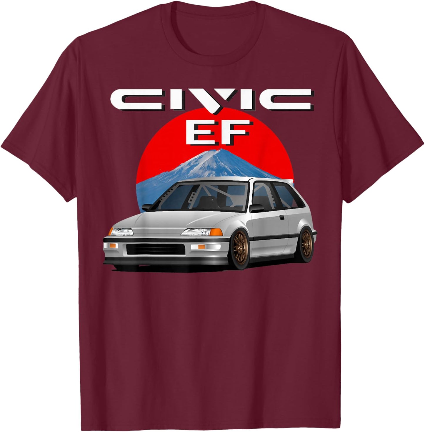 ef civic Japanese car , Small, Black T-Shirt - T-Shirt | Maroon