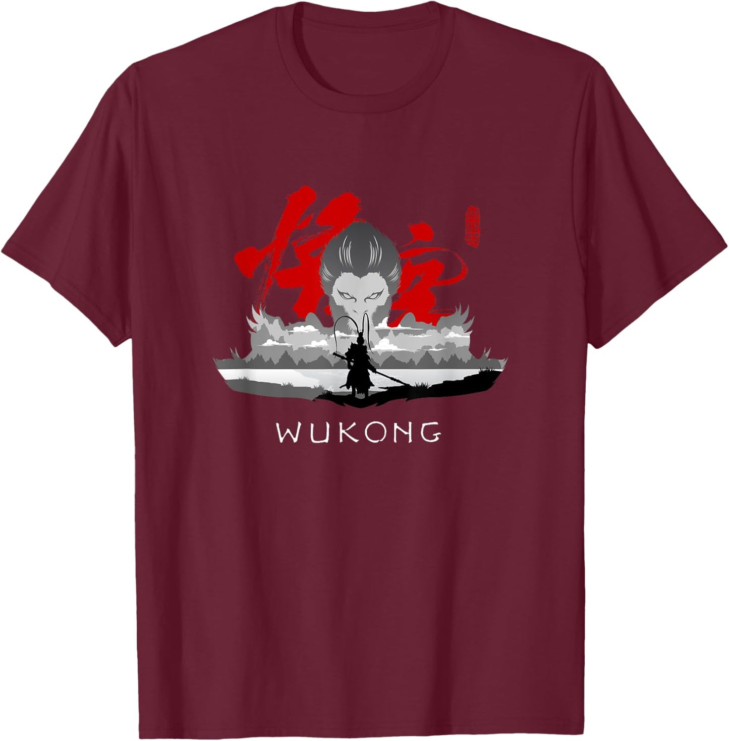 Sun Wukong Monkey King | Cool Art T-Shirt - T-Shirt | Maroon