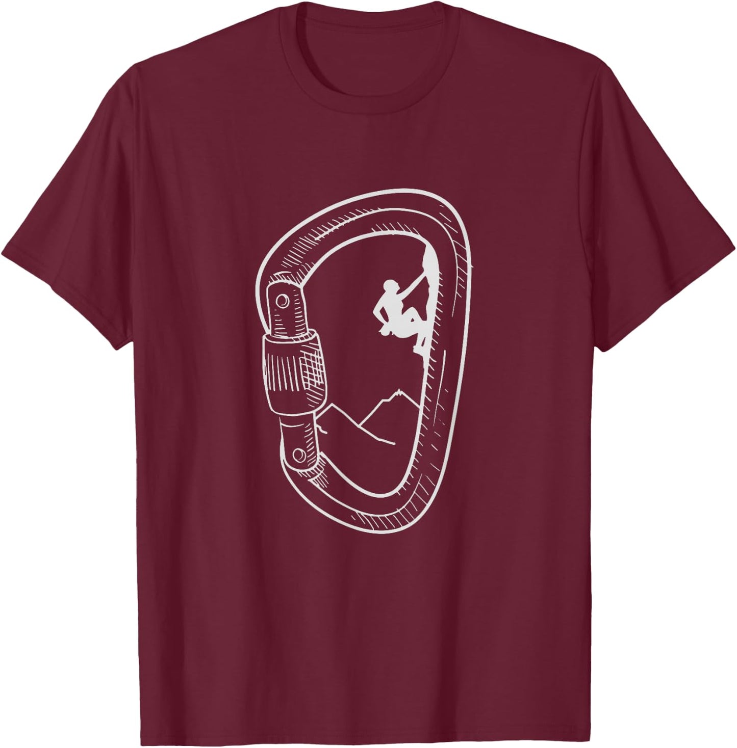 Rock Climbing Shirt Carabiner Mountain Climber Gift T-Shirt - T-Shirt | Maroon