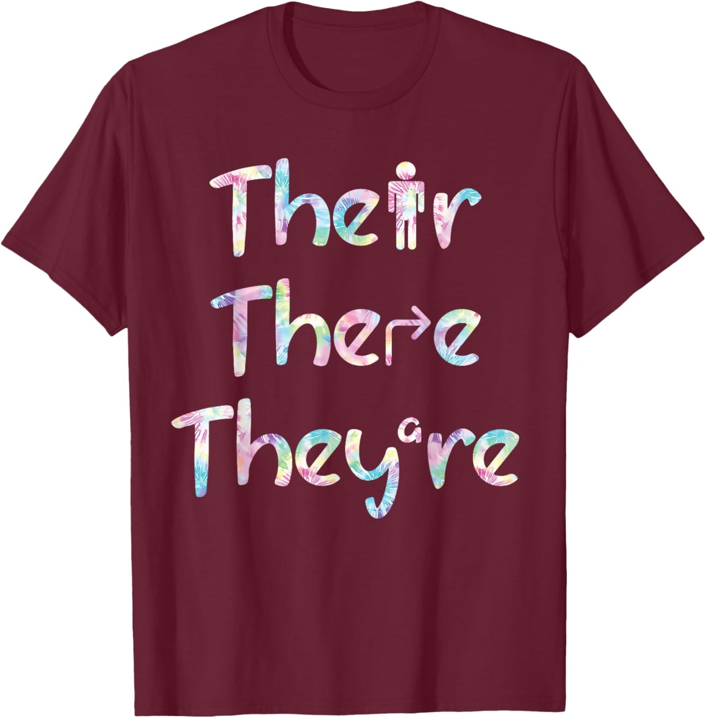 There Their They're Tie Funny Gramma English Teacher Women T-Shirt - T-Shirt | Maroon
