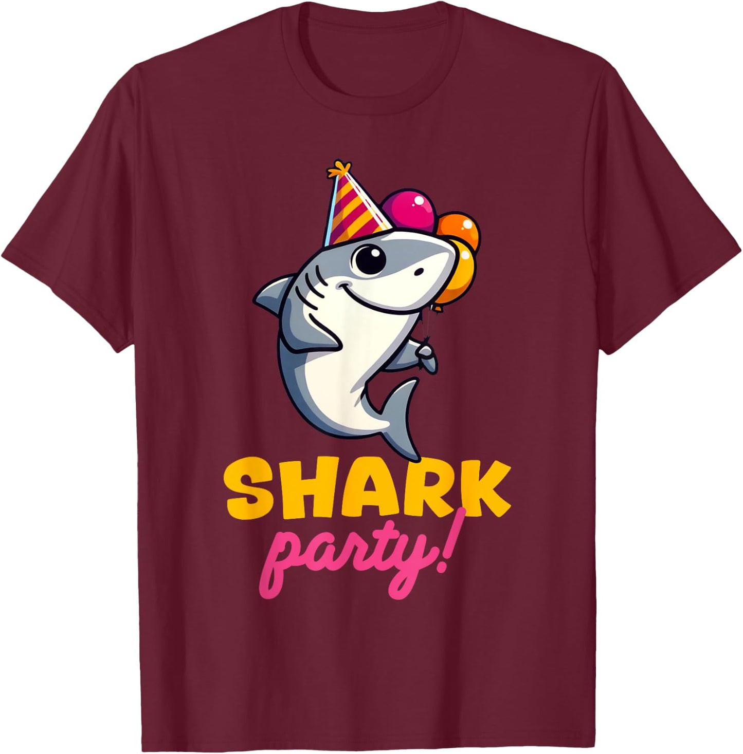 Cool Shark Party Birthday Beach Funny Shark Men Women Kids T-Shirt - T-Shirt | Maroon