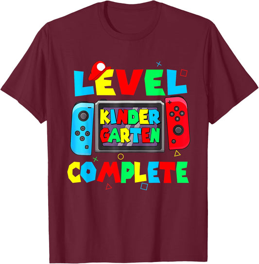 Level Kindergarten complete last day of school video game T-Shirt - T-Shirt | Maroon