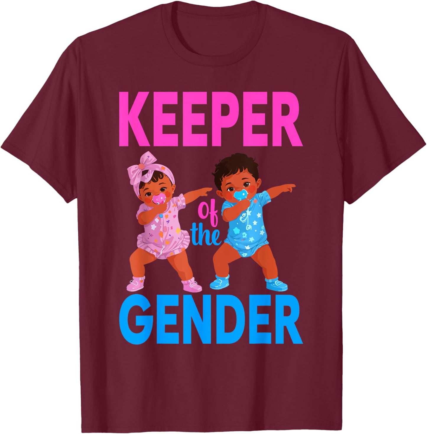 Keeper Of The Gender Reveal Black Baby Announcement Women T-Shirt - T-Shirt | Maroon