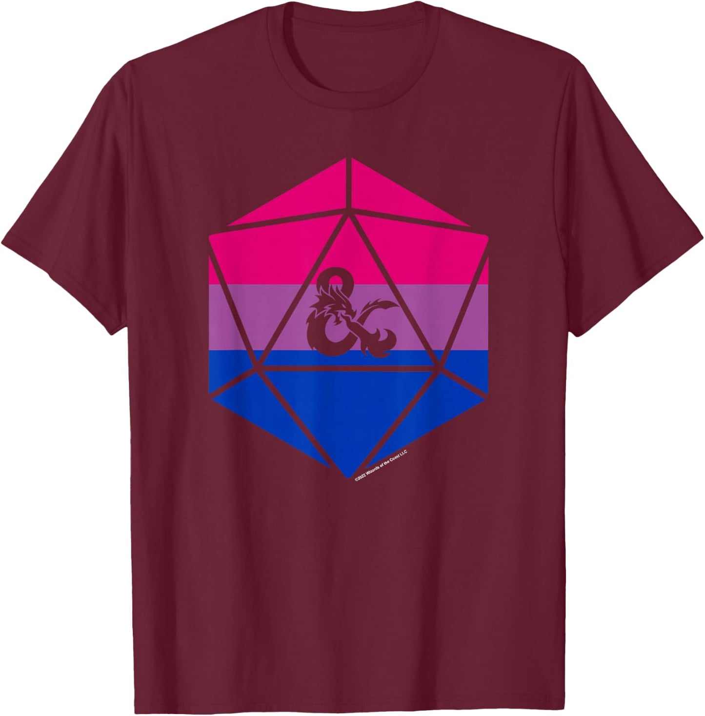 Dungeons & Dragons Bisexual Pride Flag Dice Logo T-Shirt - T-Shirt | Maroon