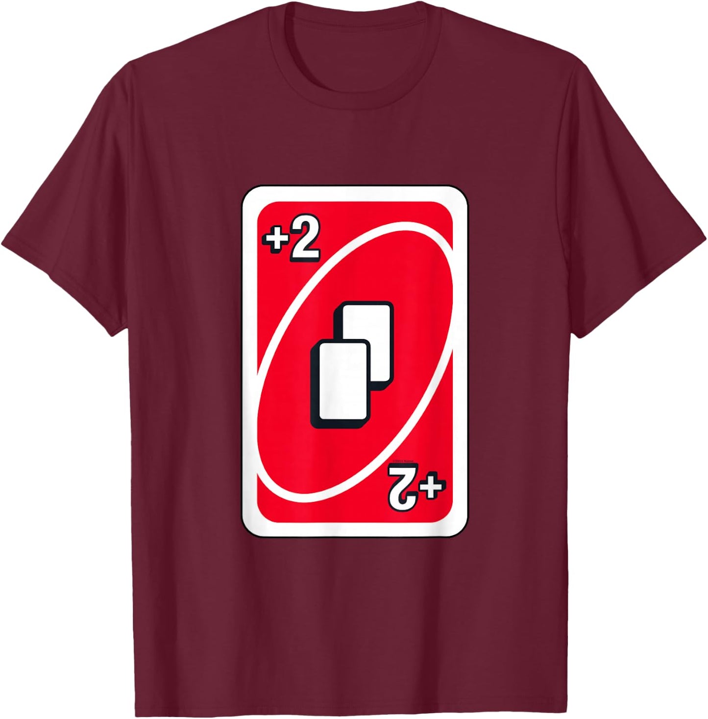 UNO - Red Draw Two Card T-Shirt - T-Shirt | Maroon