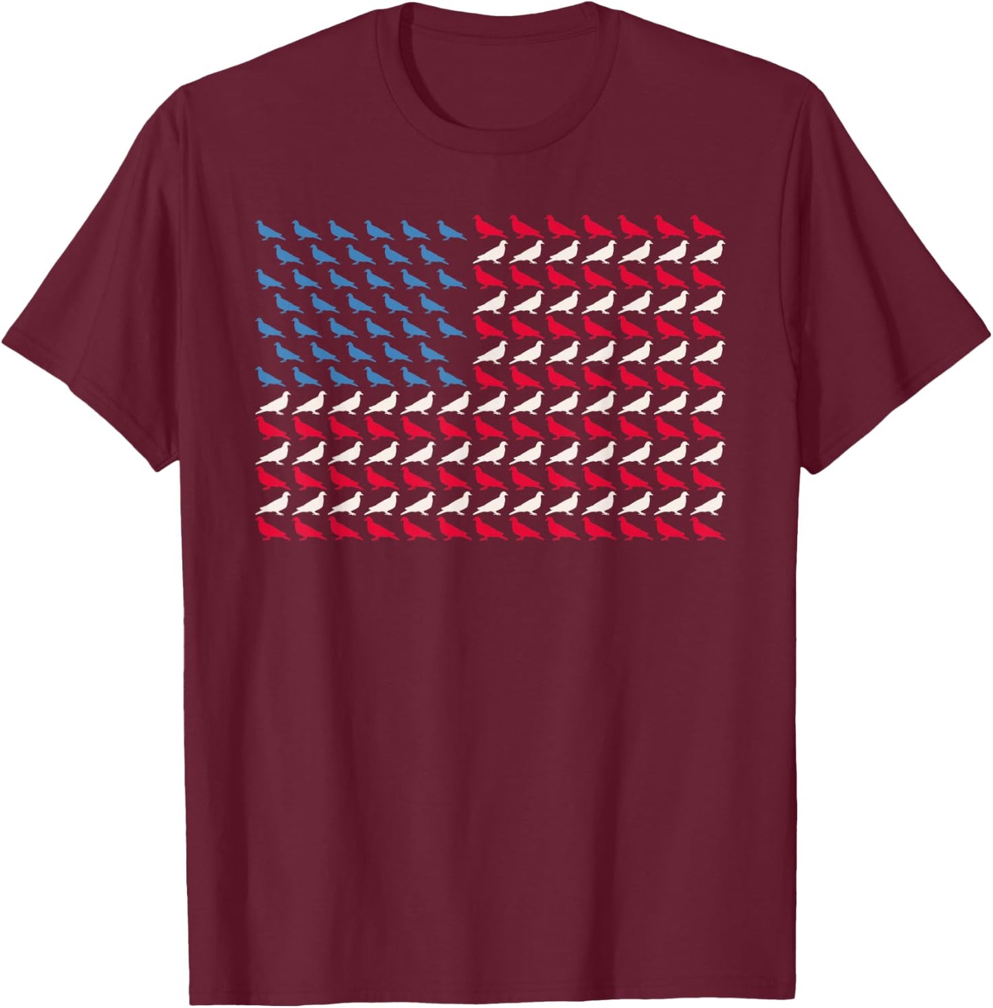 Pigeon American Flag Bandtail US 4th Of July Bird USA Gift T-Shirt - T-Shirt | Maroon