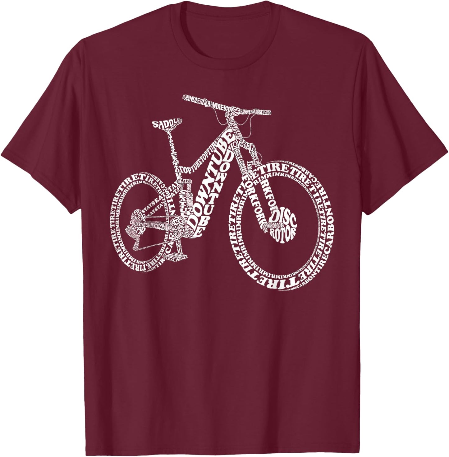Bicycle Anatomy Biker Funny MTB Parts Mountain Bike Lover T-Shirt - T-Shirt | Maroon