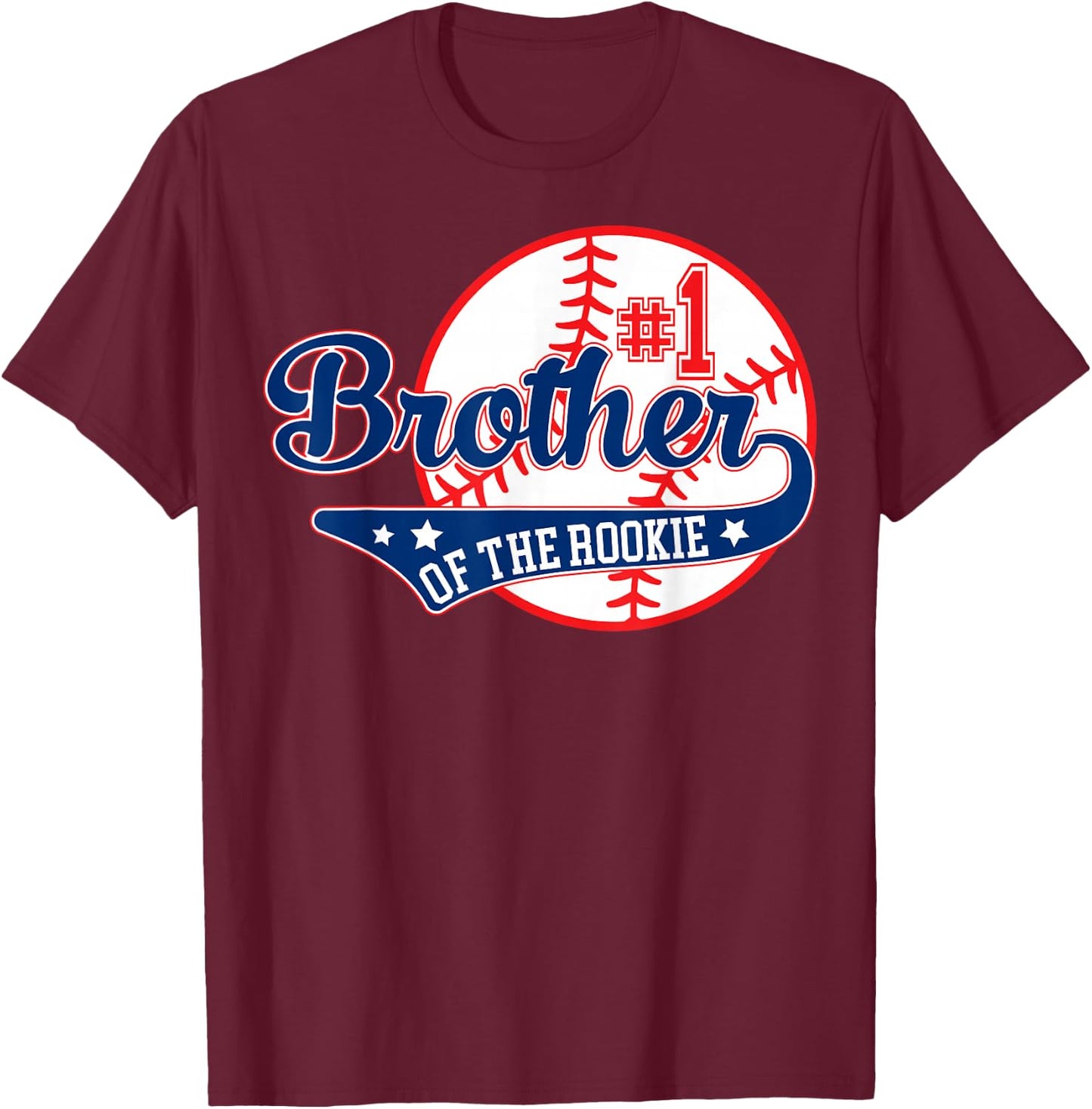 Brother of Rookie 1st Birthday Baseball Theme Matching Party T-Shirt - T-Shirt | Maroon