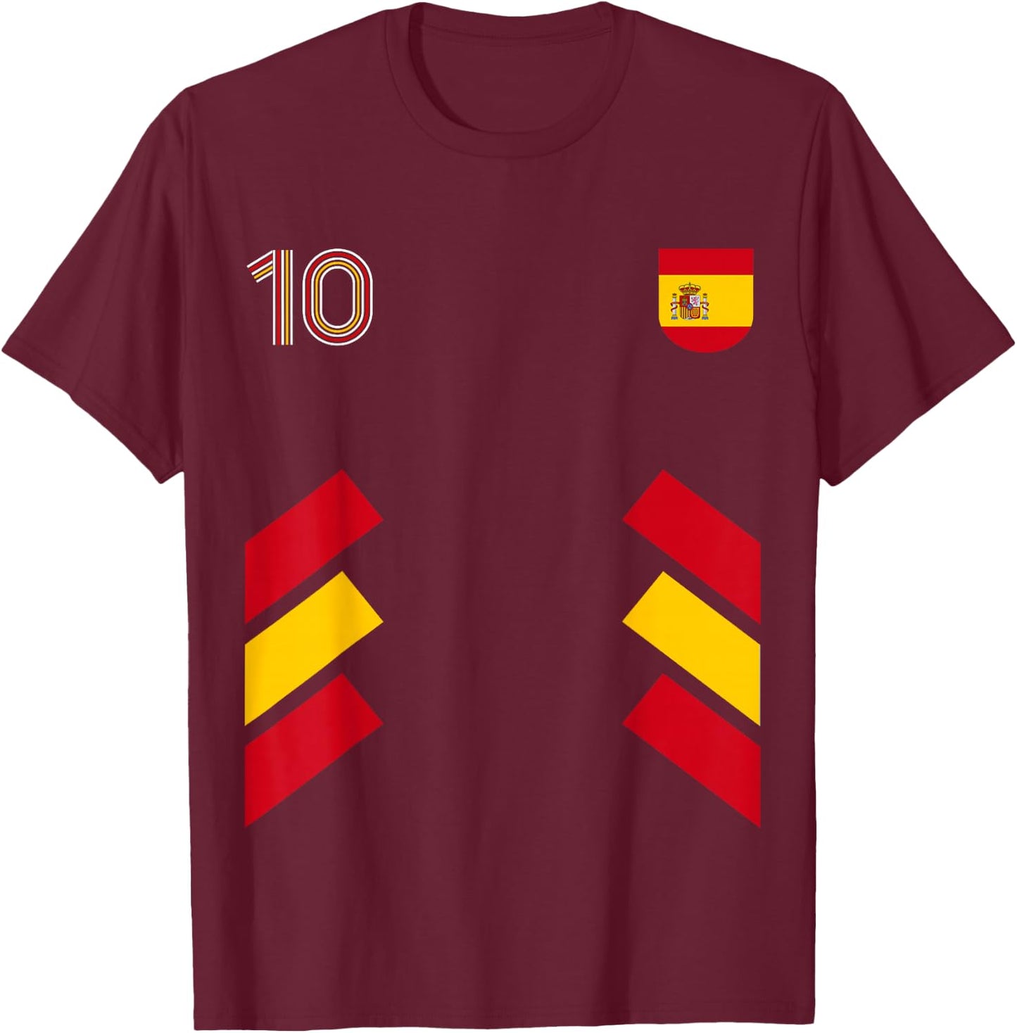 Retro10 Spain Football Spain Soccer Spain Flag T-Shirt - T-Shirt | Maroon