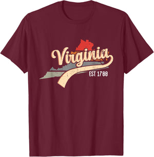 Virginia Home State VA Sunburst Vintage Retro Design T-Shirt - T-Shirt | Maroon