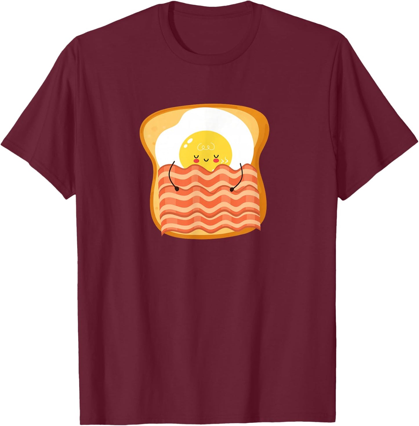 Bacon and Egg in Bed Fried Egg Sleeping Shirt Pajamas Pyjama T-Shirt - T-Shirt | Maroon