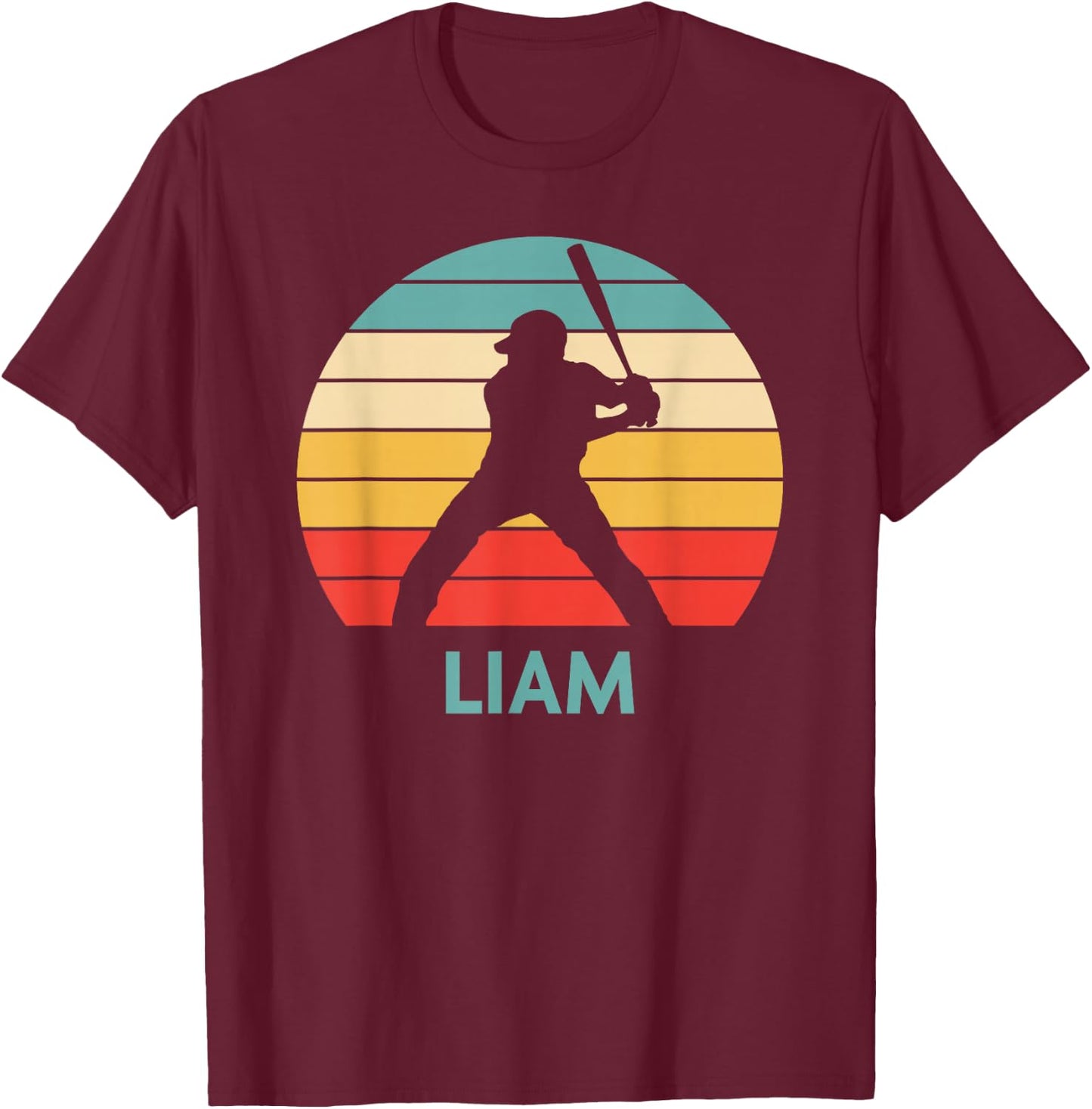 Liam Name Gift Personalized Baseball T-Shirt - T-Shirt | Maroon