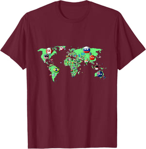 Countryballs world map T-Shirt - T-Shirt | Maroon
