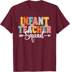 Infant Teacher Squad Back To School Teachers Students T-Shirt - T-Shirt | Maroon