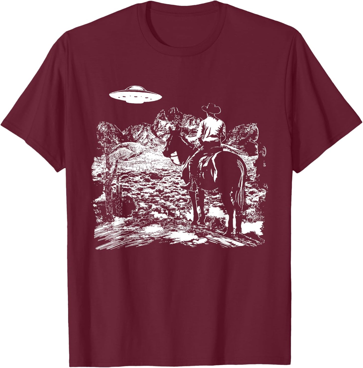 UFO Howdy Alien Cowboy Halloween Costume Ufo Western T-Shirt - T-Shirt | Maroon