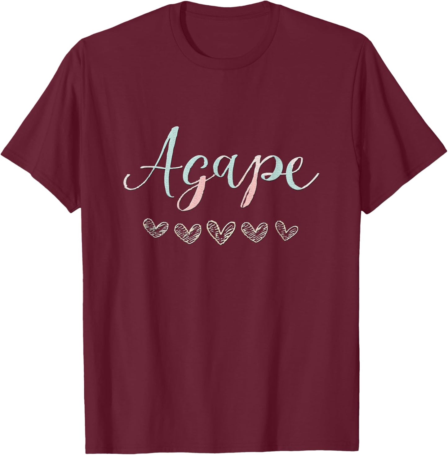 Agape Old Greek Christian Apparel Christian-Themed Black -Adults Small Straight Fit Round Neck Short Sleeve T-Shirt - T-Shirt | Maroon