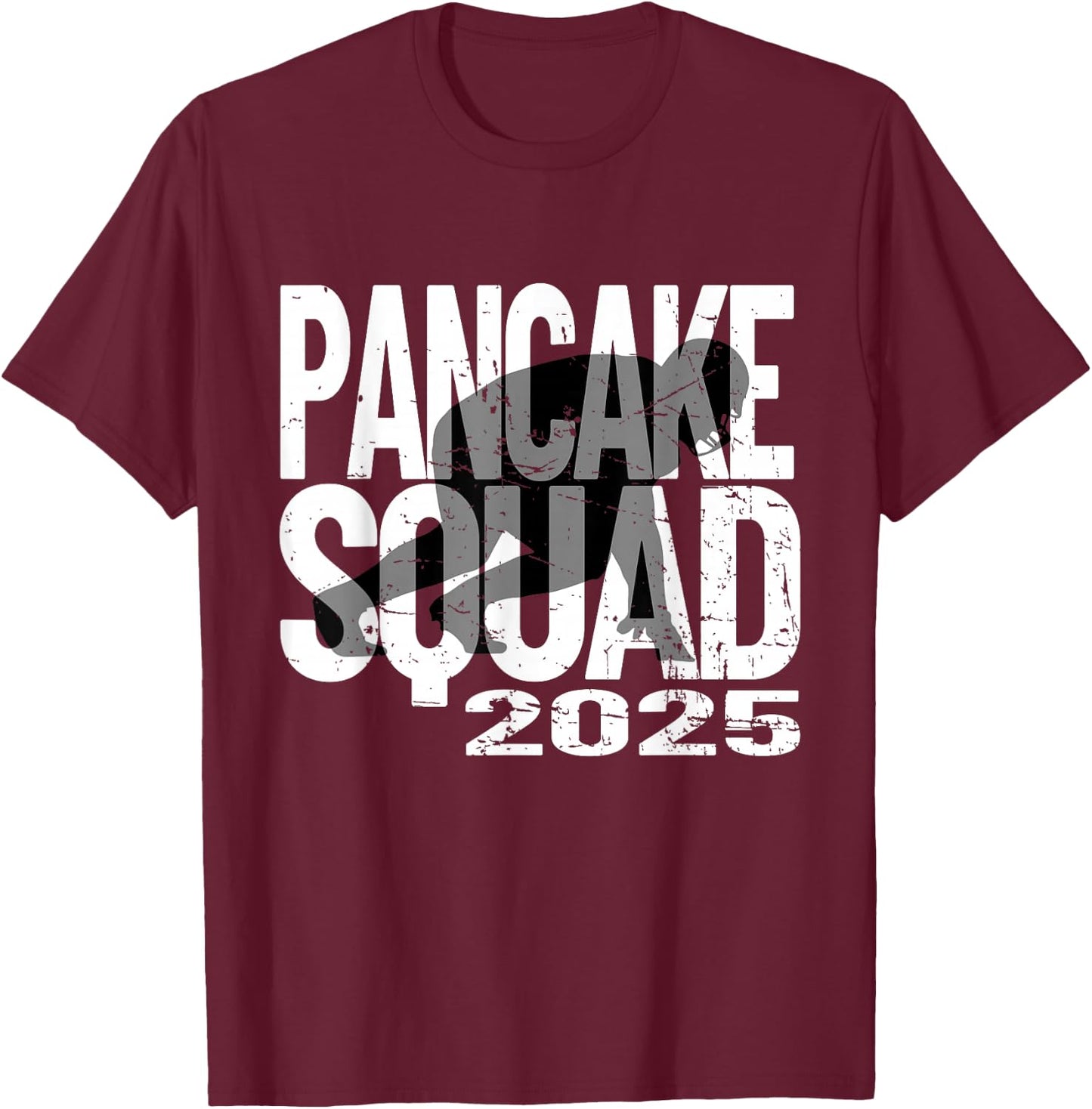 Vintage Football Player Lineman Pancake Squad 2025 T-Shirt - T-Shirt | Maroon