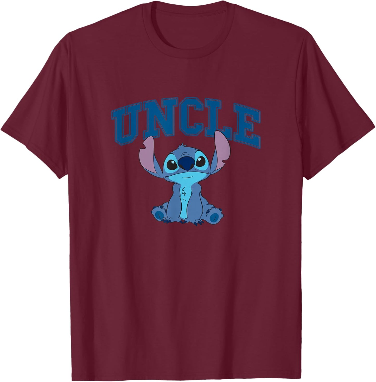 Disney Lilo & Stitch Uncle Sitting Stitch Father's Day T-Shirt - T-Shirt | Maroon
