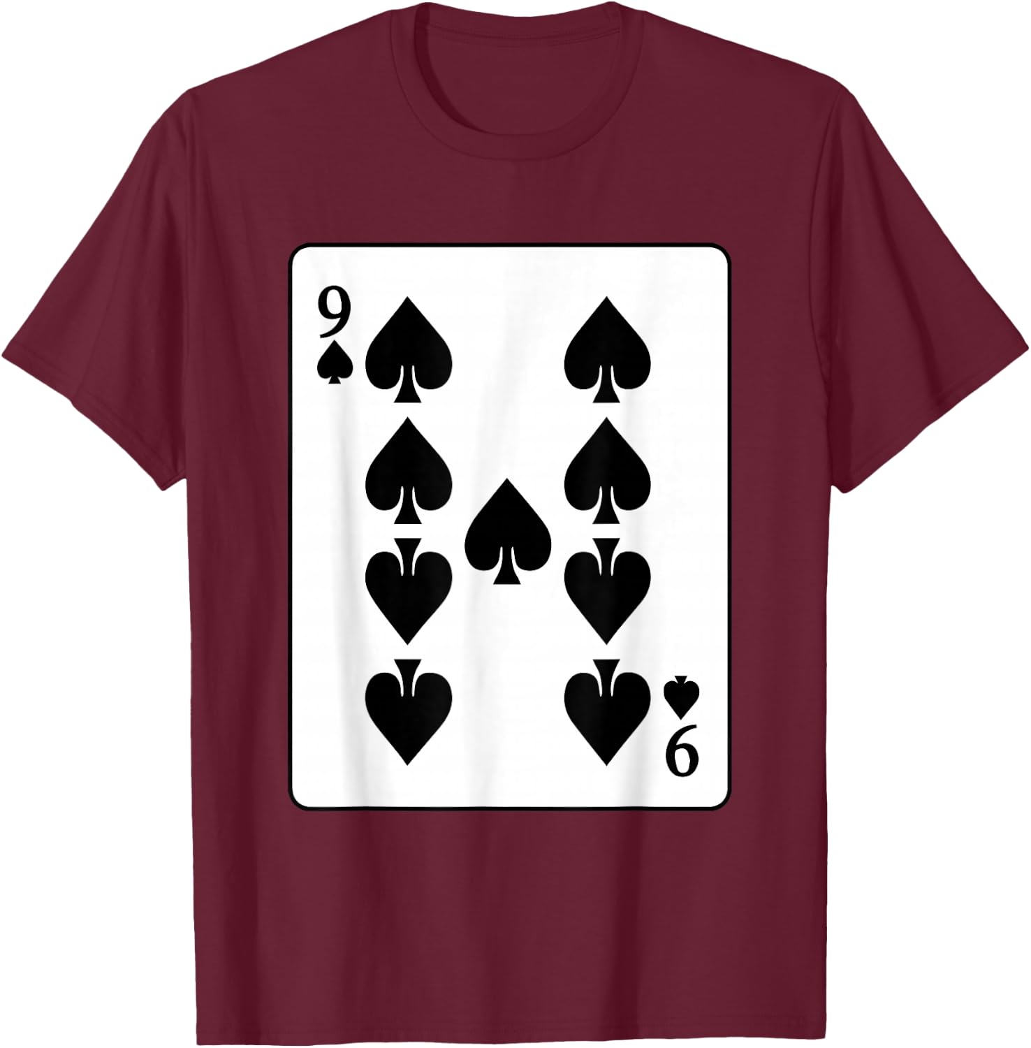 Nine Of Spades Playing Card Poker Player Costume T-Shirt - T-Shirt | Maroon
