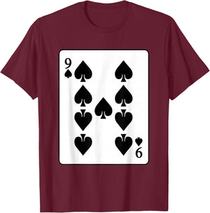 Nine Of Spades Playing Card Poker Player Costume T-Shirt - T-Shirt | Maroon