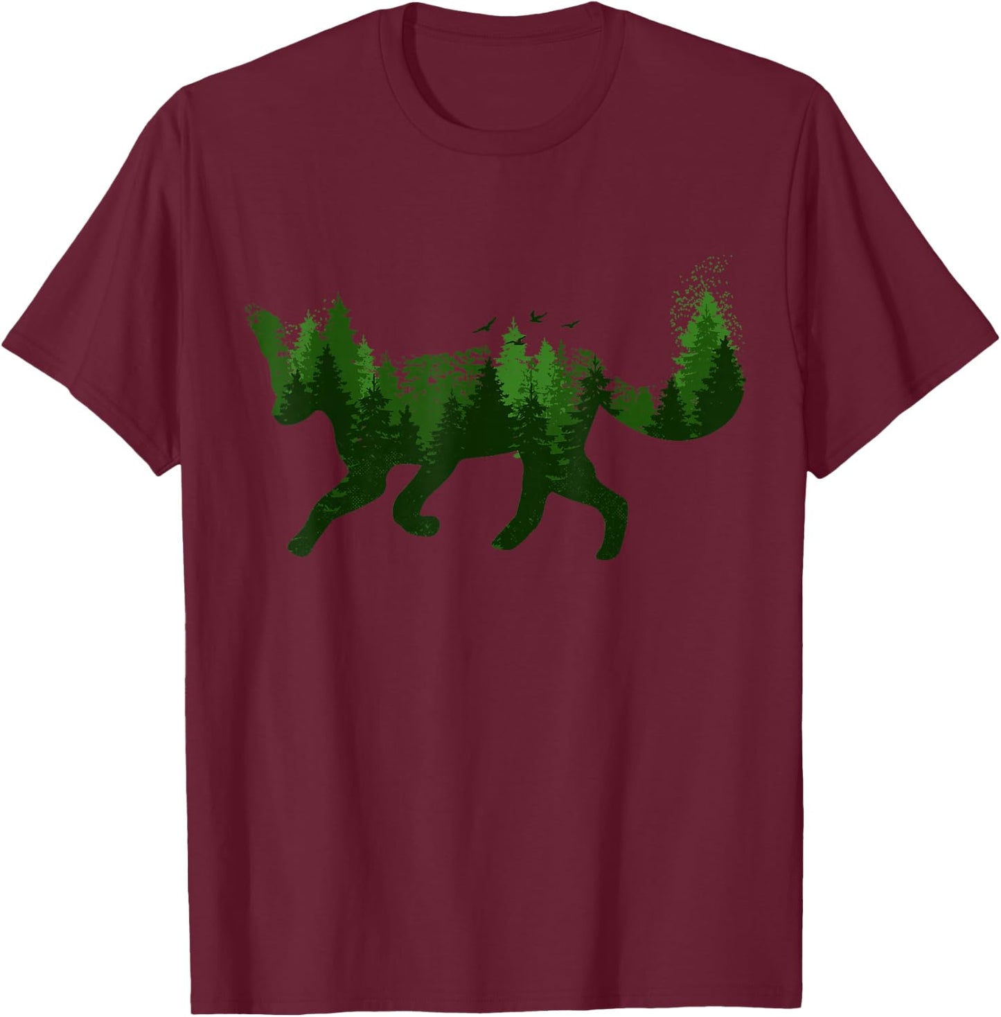 Fox Nature Forest Camping Hiking Hunter Outdoor Gift T-Shirt - T-Shirt | Maroon