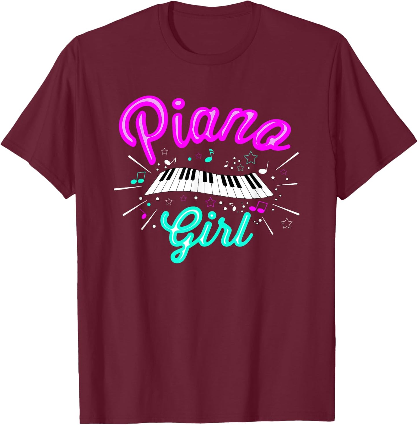 Piano Girl Funny Pianist Music Keyboardist Musician Outfit T-Shirt - T-Shirt | Maroon