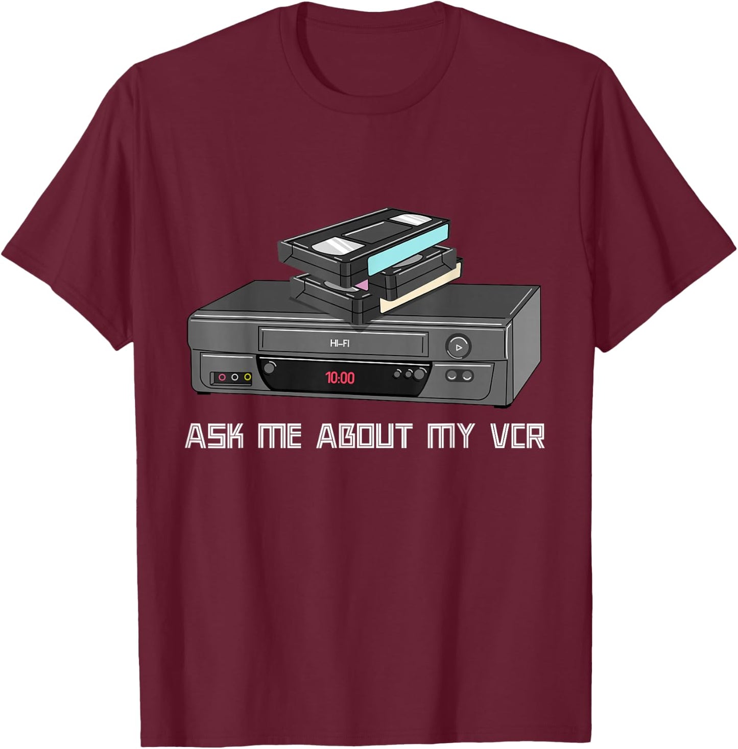 Funny VHS Cassette Tapes 1980s VCR Video Retro T-Shirt - T-Shirt | Maroon