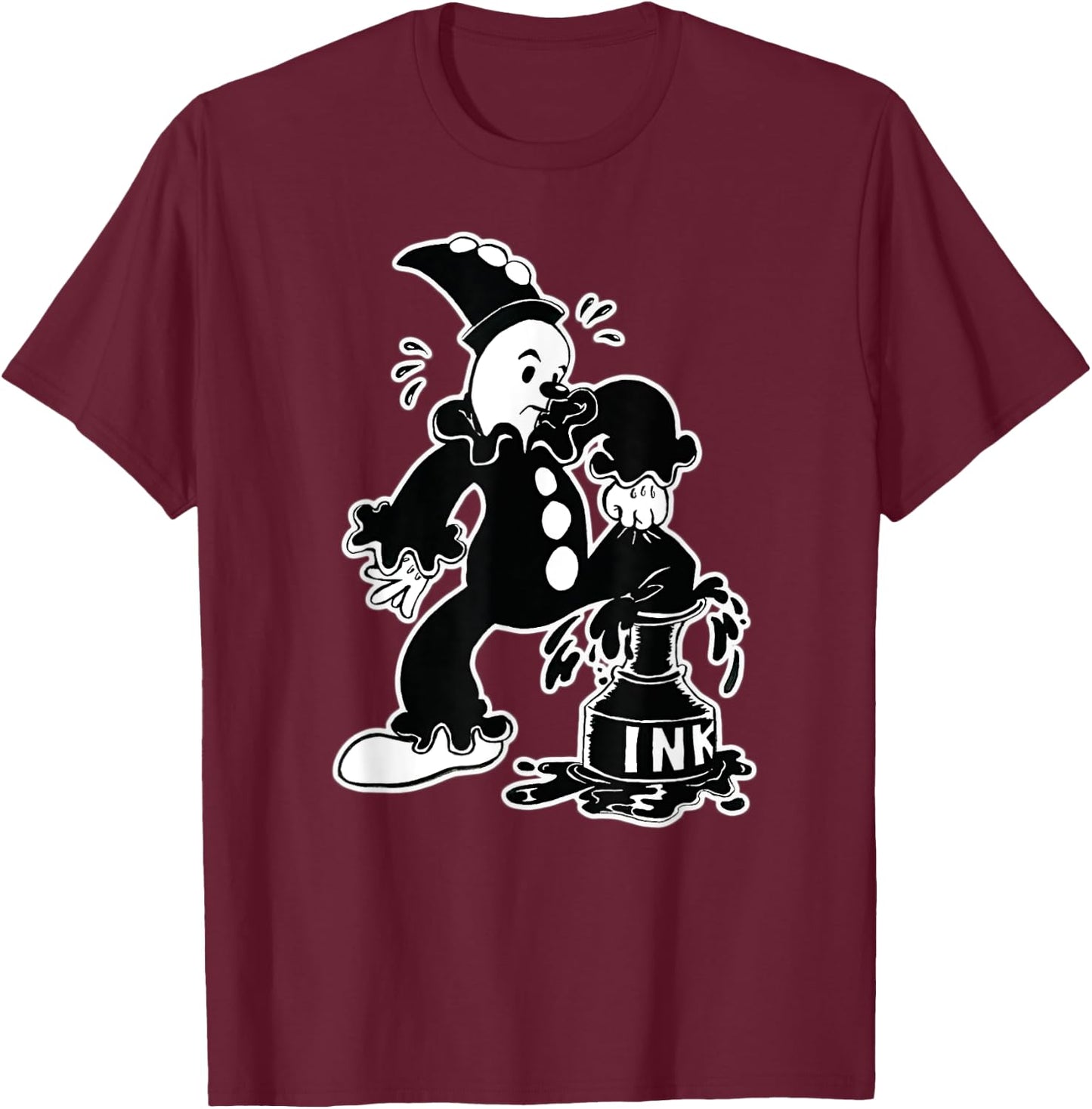 Koko the Clown Out of the Inkwell Gothic Vintage Cartoon T-Shirt - T-Shirt | Maroon