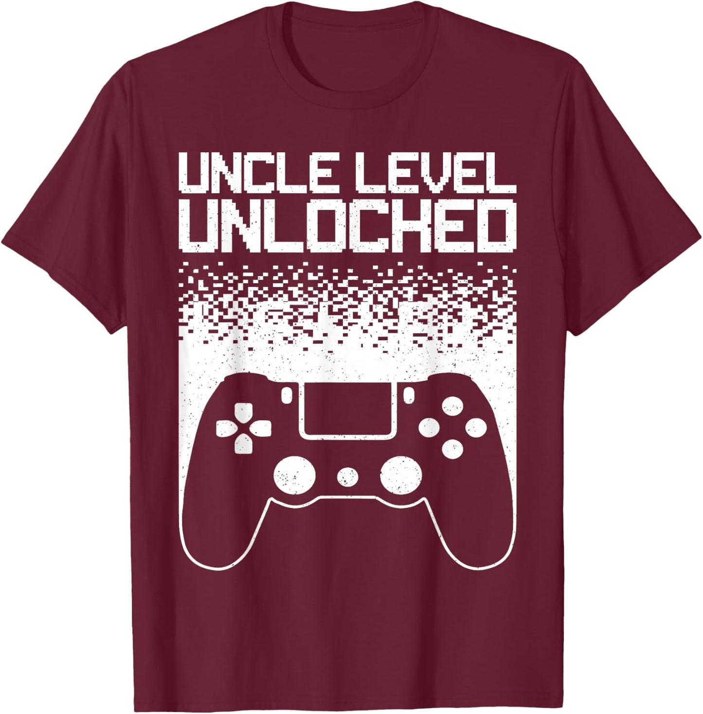 Funny Uncle Art Dad Gaming Promoted Uncle Gamer T-Shirt - T-Shirt | Maroon
