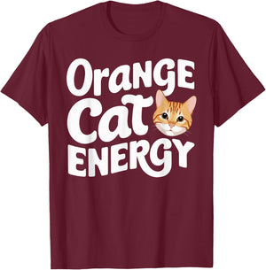 Animal Energy Feline Orange Cat Pet Owner -Adult Orange Cat Energy T-Shirt - T-Shirt | Maroon