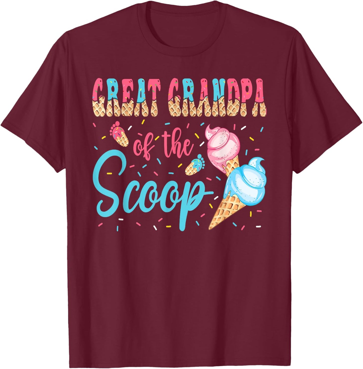 Great Grandpa Of The Scoop Ice Cream Baby Shower T-Shirt - T-Shirt | Maroon