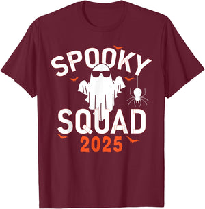 Spooky Squad 2025 Scary Halloween Bat Boo T-Shirt - T-Shirt | Maroon