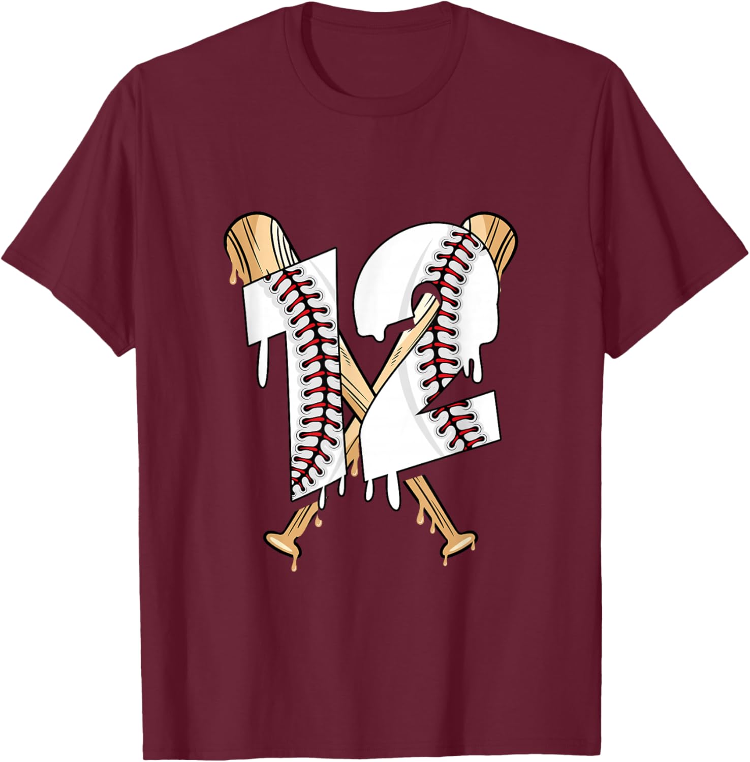 12th Birthday Baseball T-Shirt - T-Shirt | Maroon